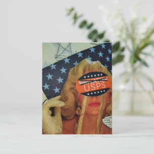 Carte Postale Femme surréaliste pleure des larmes d'or Collage