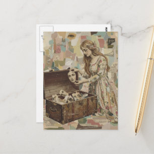 Carte Postale Femme surréaliste ramassant les morceaux d'elle-mê