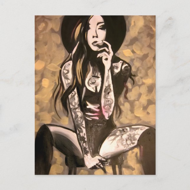 Carte Postale Femme Tatouée en Or  (Devant)