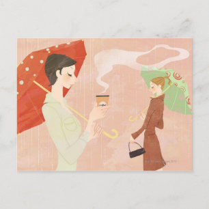 Carte Postale Femme tenant du café