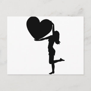 Carte Postale Femme tenant un coeur Silhouette - Valentine