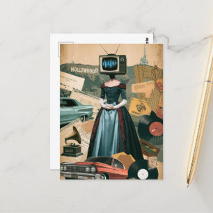 Carte Postale Femme TV vintage