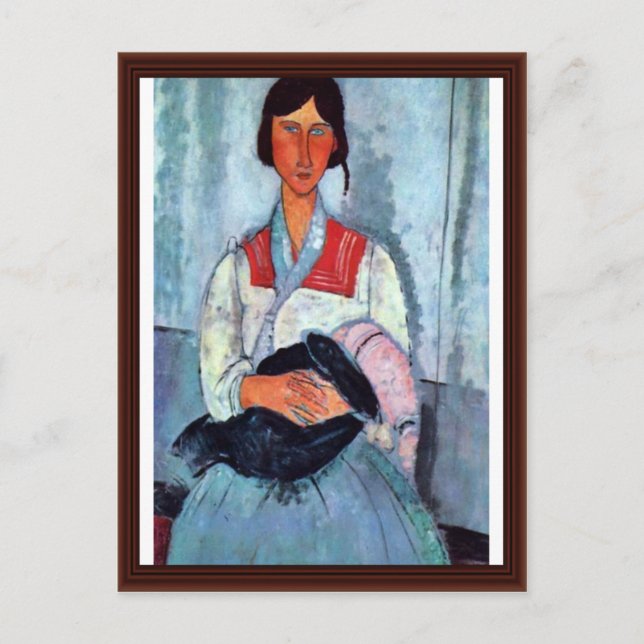 Carte Postale Femme Tzigane Avec Enfant Par Modigliani Amedeo (Devant)
