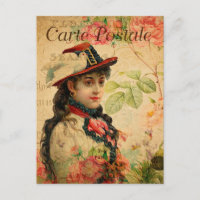 Femme tzigane vintage avec Casquette et colombe Fr