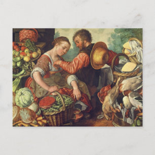 Carte Postale Femme Vendant des légumes, 1567 (huile sur toile)