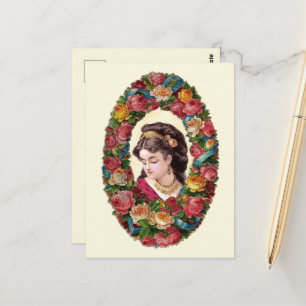 Carte Postale Femme victorienne à l'intérieur de la couronne Ros
