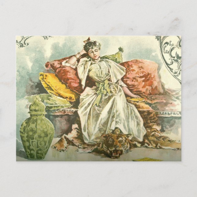 Carte Postale Femme victorienne avec livre, d'un magazine de 189 (Devant)