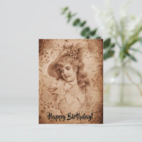 Femme victorienne en Fleurs Casquettes Sepia Monoc