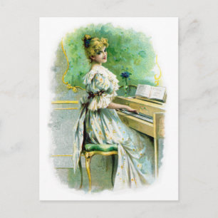 Carte Postale Femme victorienne jouant du piano