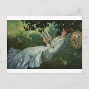 Carte Postale Femme Victorienne Lisant Un Livre
