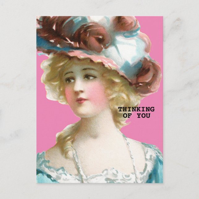 CARTE POSTALE FEMME VICTORIENNE PENSE À VOUS (Devant)