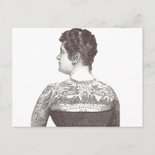 Carte Postale Femme victorienne tatouée 'Amour l'un l'autre'