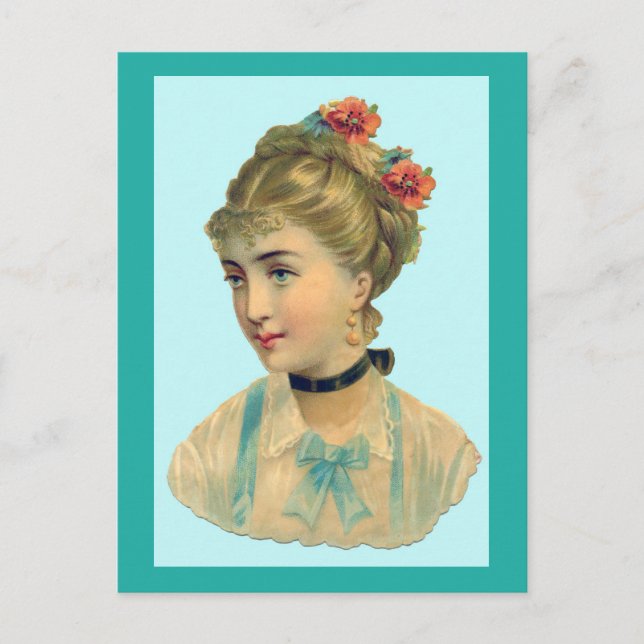 Carte Postale Femme victorienne Turquoise (Devant)