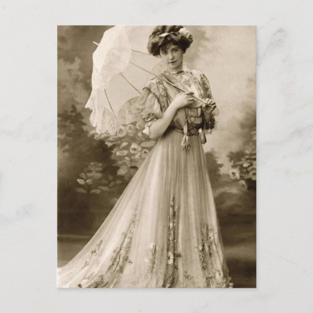 Carte Postale Femme Victorienne vintage En Robe (Devant)