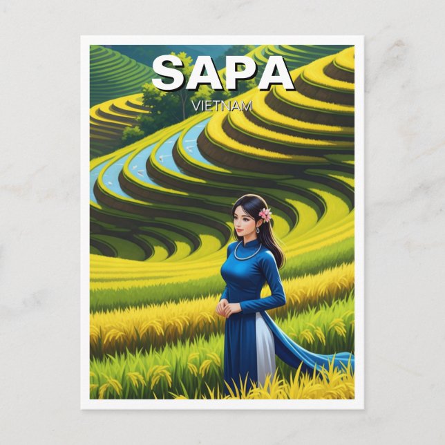 Carte Postale Femme vietnamienne en voyage sapa (Devant)