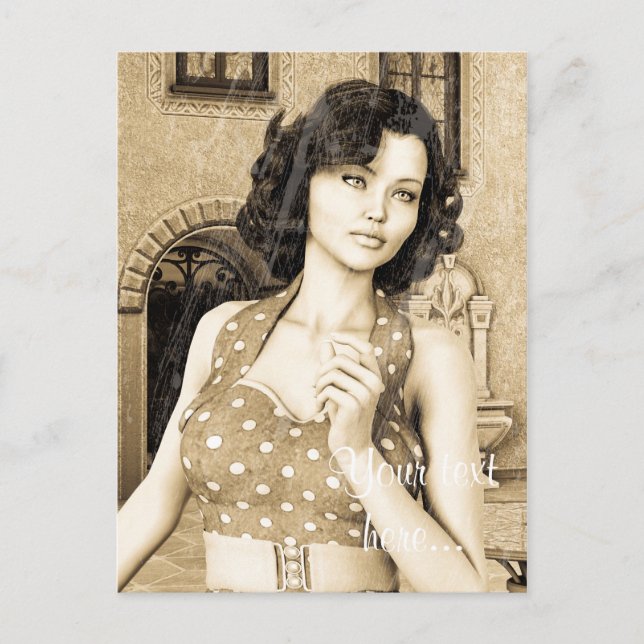 Carte Postale Femme Vintage (Devant)