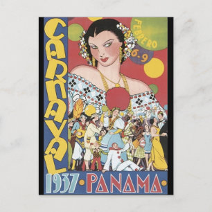 Carte Postale Femme vintage du Carnaval de Panama 1937