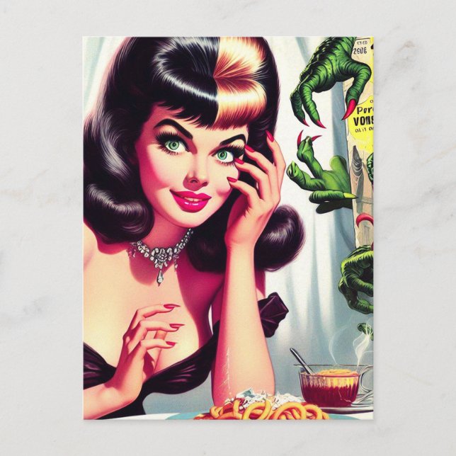 Carte Postale Femme vintage Vampire (Devant)