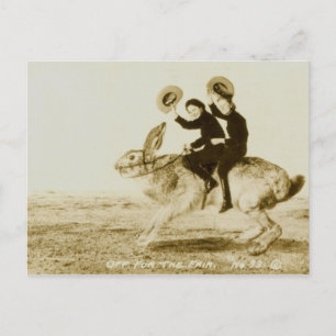 Carte Postale Femmes à cheval un Imaginaire de lapin Vintage