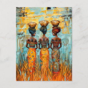 Carte Postale Femmes africaines avec des bols d'eau