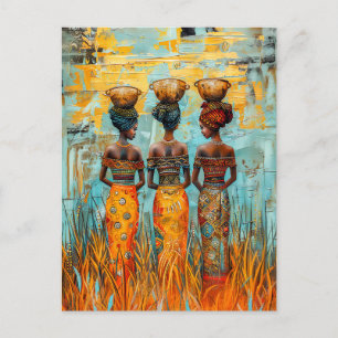 Carte Postale Femmes africaines avec des bols d'eau