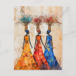 Carte Postale Femmes africaines avec du bois de chauffage coloré