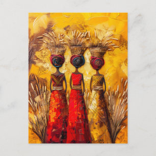 Carte Postale Femmes africaines récoltant des céréales