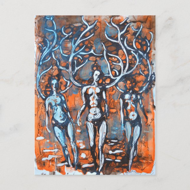 Carte Postale Femmes Avec Ailes Antler (Devant)