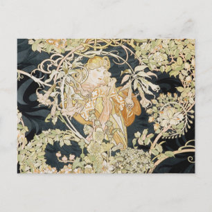 Carte Postale Femmes avec marguerites Art Nouveau