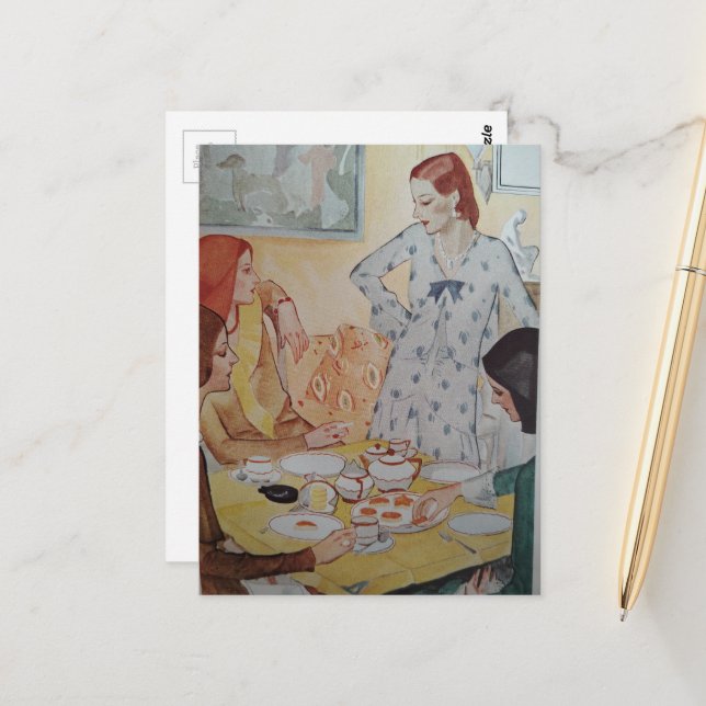 Carte Postale Femmes avec un mets au fromage en 1930  (Devant/Arrière en situation)