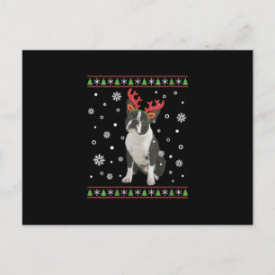 Carte Postale FEMMES Boston Terrier Xmas laide de Noël