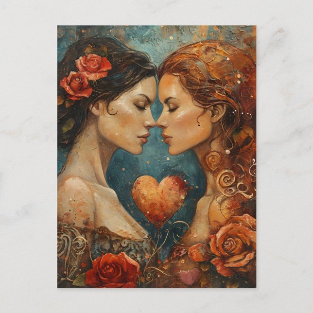 Carte Postale Femmes couples LGBTQ Saint Valentin (Devant)