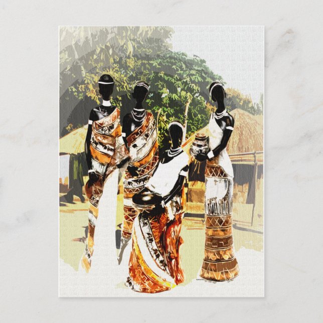 Carte Postale Femmes des villages tribaux africains (Devant)