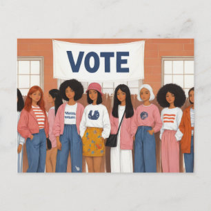 Carte Postale Femmes en lice pour voter