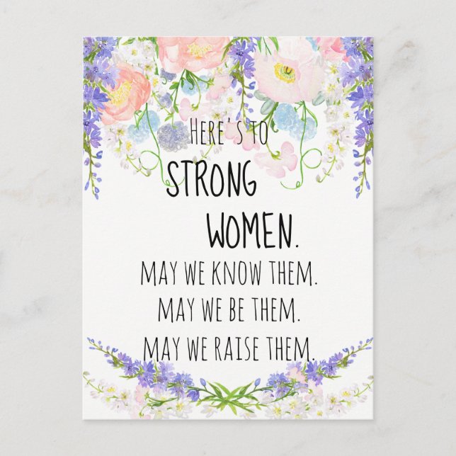 Carte Postale Femmes fortes Pies Roses Bleues Bleues Delphinium  (Devant)