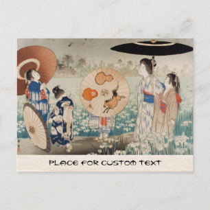 Carte Postale femmes japonaises vintages ukiyo-e avec parapluie 