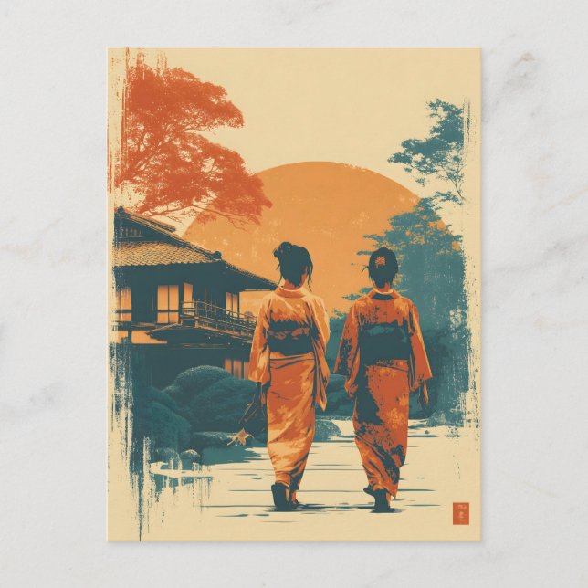 Carte Postale Femmes kimono vintage (Devant)