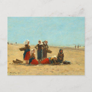 Carte Postale Femmes sur la plage à Berck par Eugene Boudin