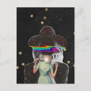 Carte Postale Femmes surréalistes et collage d'étoiles
