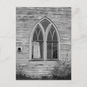 Carte Postale Fenêtre d'église abandonnée Noir et Blanc