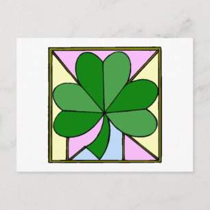 Carte Postale Fenêtre en verre shamrock