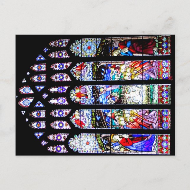 CARTE POSTALE - FENÊTRE EN VERRE STAINÉ CATHÉDRALE (Devant)
