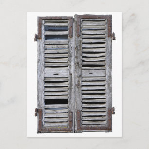 Carte Postale Fenêtre fermée avec de vieux volets en bois