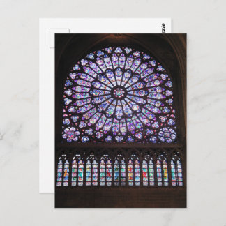 Carte Postale Fenêtre rose à la cathédrale Notre-Dame