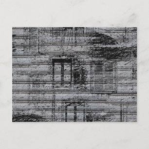 Carte Postale fenêtres grises et gribouillis sur fond texturé mé