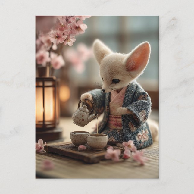 Carte Postale Fennec Fox dans un Kimono exécutant une cérémonie  (Devant)
