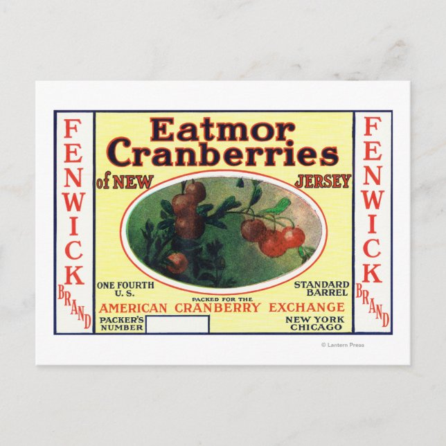 Carte Postale Fenwick Eatmor Cranberries Étiquette (Devant)