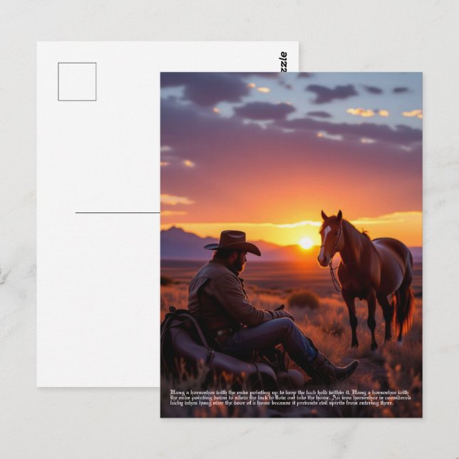 Carte Postale Fer à cheval chanceux  (Devant / Derrière)