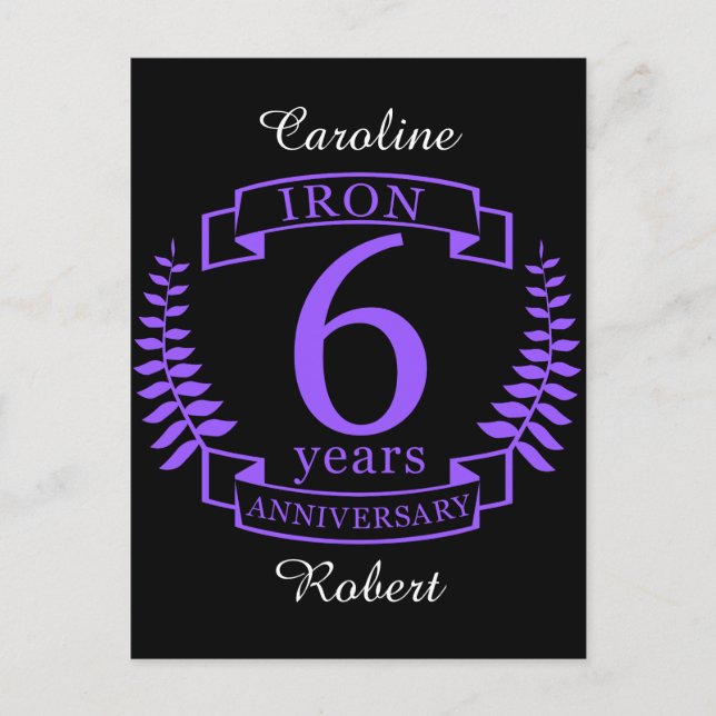 Carte Postale Fer mariage anniversaire 6 ans (Devant)