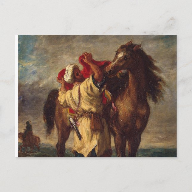 Carte Postale Ferdinand Delacroix Arab Saddle Son Cheval (Devant)